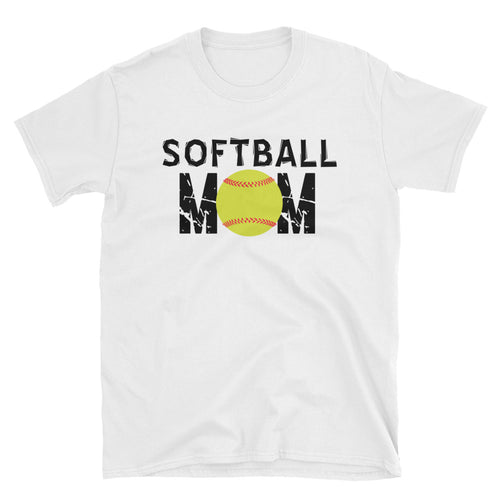 Softball Mom T Shirt White Unisex Softball T-Shirt Gift Idea for Sporty Mum - FlorenceLand