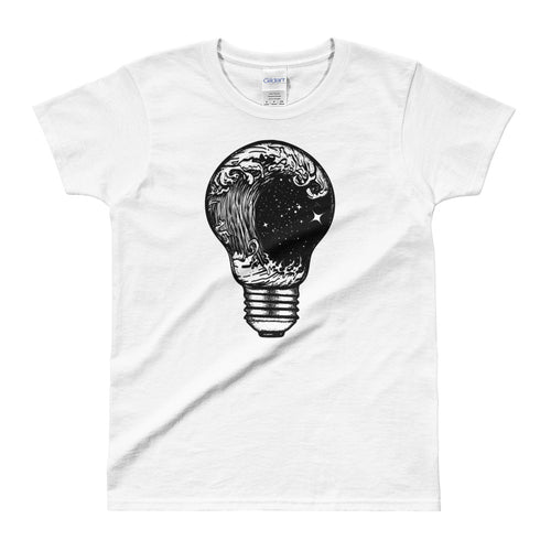 Perfect Storm in Light Bulb Tattoo Design T Shirt White for Women - FlorenceLand