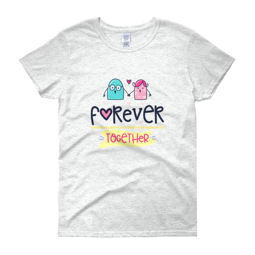Forever Together Short Sleeve Round Neck Ash Color T-Shirt for Women - FlorenceLand