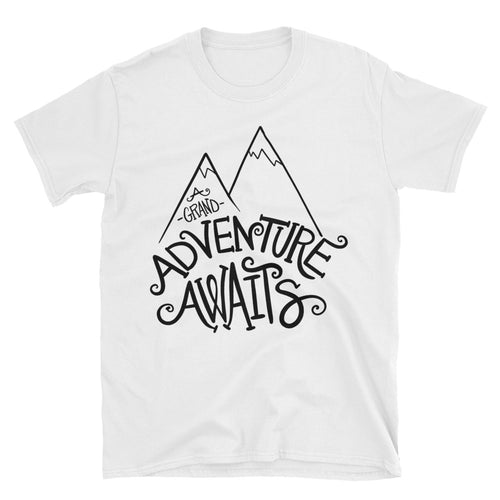 Adventure Awaits T Shirt White Cotton Adventure Time T Shirt for Men - FlorenceLand