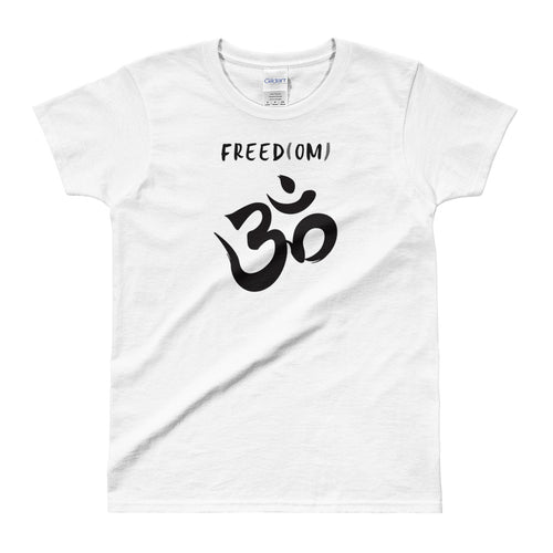 OM T Shirt White OM Freedom Mantra T Shirt for Women - FlorenceLand