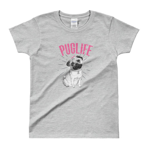 Pug Life T Shirt Grey Cute Dog T Shirt Pug Innocent Dog T Shirt for Women - FlorenceLand