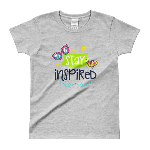 Stay Inspired Short Sleeve Round Neck Grey Color T-Shirt for Women - FlorenceLand