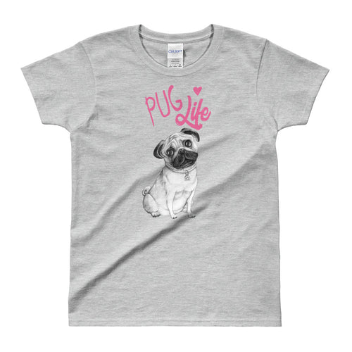 Pug Life T Shirt Grey Cute Dog Lover T Shirt Pug T Shirt for Women - FlorenceLand
