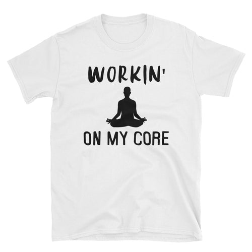 Working on My Core T Shirt White Short-Sleeve T-Shirt for Women - FlorenceLand