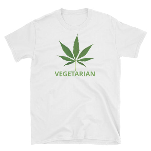 Pot Leaf Vegetarian T-shirt White 100% Cotton Marijuana T-Shirt for Men - FlorenceLand