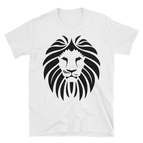 Lion Short Sleeve Round Neck White 100% Cotton T-Shirt for Men - FlorenceLand