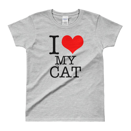 I Love My Cat T-Shirt Grey Cat Lover T Shirt for Women - FlorenceLand