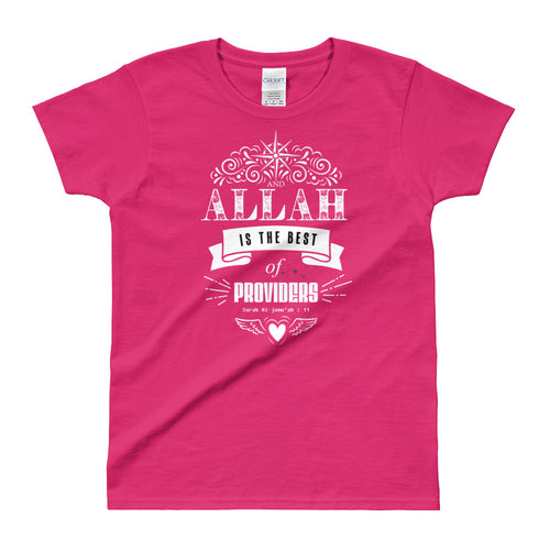 Allah is The Best Provider T Shirt Pink Quranic Verses T Shirt for Women - FlorenceLand