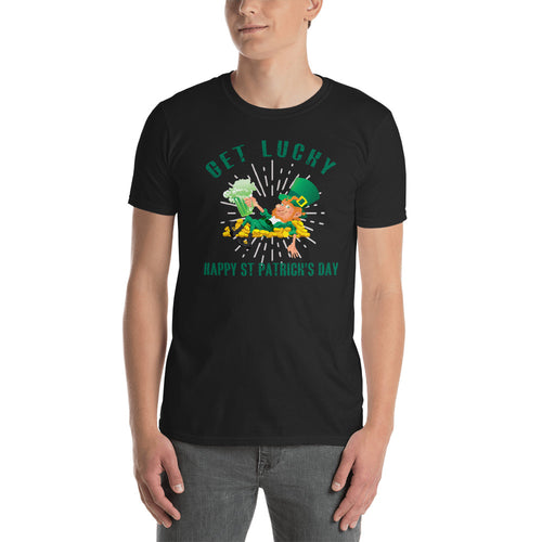 Get Lucky T Shirt Black Happy St. Patrick's Day T Shirt for Men - FlorenceLand