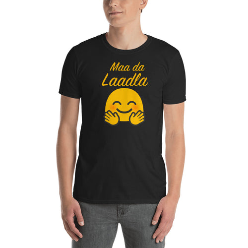Maa Da Laadla T Shirt Black Maa Da Laadla Emoji T Shirt for Men - FlorenceLand