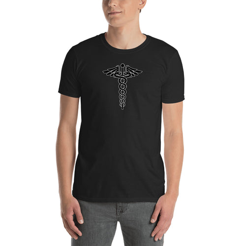 Caduceus T Shirt Black Symbol of Medicine Caduceus T Shirt for Men - FlorenceLand