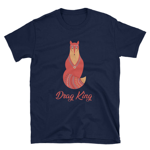 Drag King T Shirt Navy Lesbian Drag King T Shirt Cute Unisex Drag Fox King T Shirt - FlorenceLand