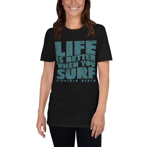 Buy Life is Better When You Surf  T-Shirt For Women in Black