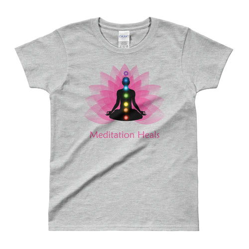 Meditation T Shirt Grey Meditation Heals T Shirt Pyramid Meditation T Shirt for Women - FlorenceLand