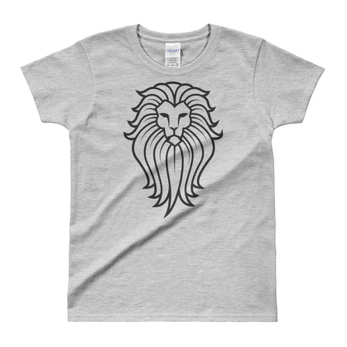 Tribal Lion T Shirt Grey Lion Wild Life T Shirt for Women - FlorenceLand
