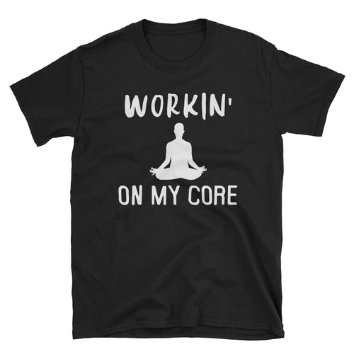 Working on My Core T Shirt Black Short-Sleeve T-Shirt for Women - FlorenceLand