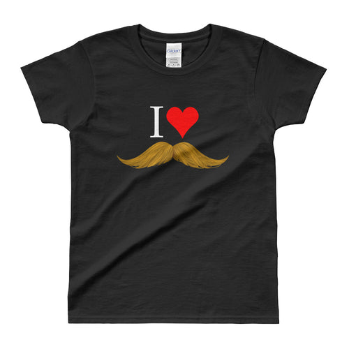 I love Mustache T Shirts Black I Love Blond Mustaches T Shirt for Women - FlorenceLand
