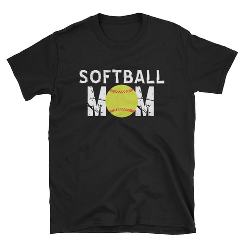 Softball Mom T Shirt Black Unisex Softball T-Shirt Gift Idea for Sporty Mum - FlorenceLand