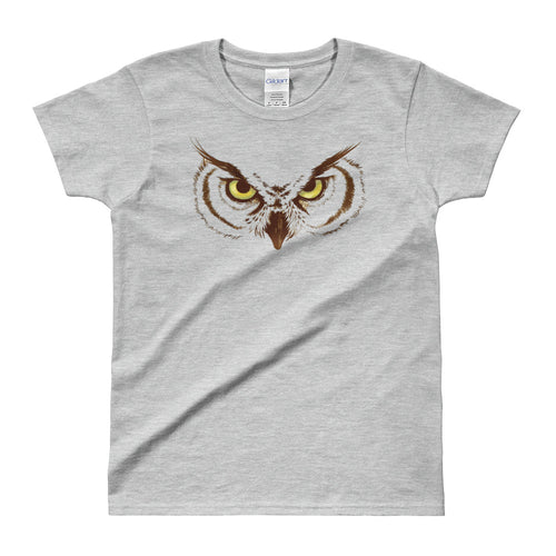 Owl Eyes T Shirt Grey Owl Eyes and Beak T Shirt for Women - FlorenceLand