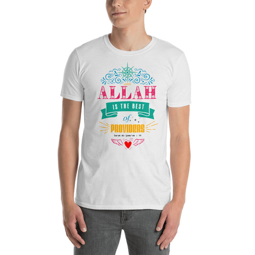 Allah is The Best Provider T Shirt White Modern Islamic T Shirt for Men - FlorenceLand