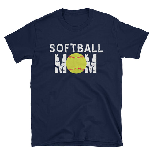 Softball Mom T Shirt Navy Unisex Softball T-Shirt Gift Idea for Sporty Mum - FlorenceLand