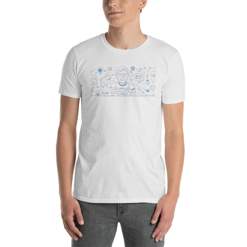 Front End Development Doodle Concept T Shirt White Design Geek T Shirt for Men - FlorenceLand