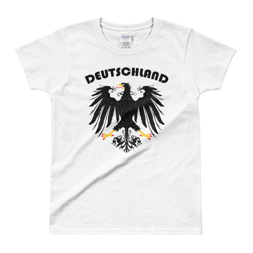 Deutschland Germany Vintage Eagle Coat of Arms Black T Shirt Tee for Women - FlorenceLand