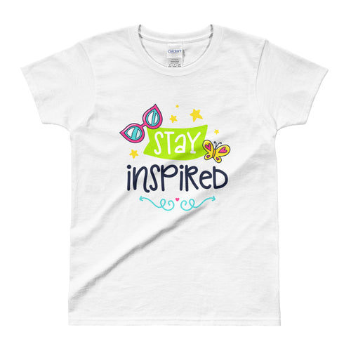 Stay Inspired Short Sleeve Round Neck White Color T-Shirt for Women - FlorenceLand