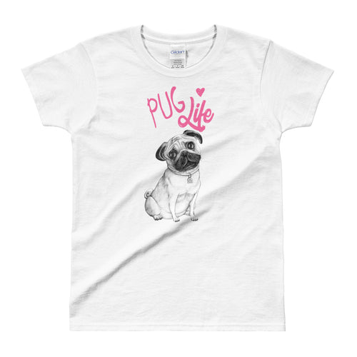Pug Life T Shirt White Cute Dog Lover T Shirt Pug T Shirt for Women - FlorenceLand