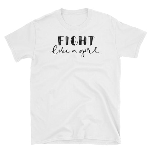 Fight Like a Girl T Shirt White Color Girl Empowerment T Shirt Short-Sleeve Strong Girl T-Shirt - FlorenceLand