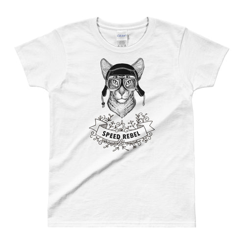 Wild Biker T Shirt Cat Biker T Shirt Cat Helmet T Shirt for Women - FlorenceLand
