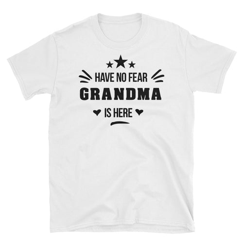 Have No Fear Grandma is Here T Shirt White Short-Sleeve Cotton Unisex Grandmother Tee Shirt - FlorenceLand