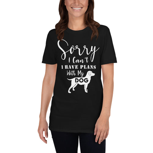 Buy Sorry I Can't I Have Plans With My Dog T-Shirt for Women in Black