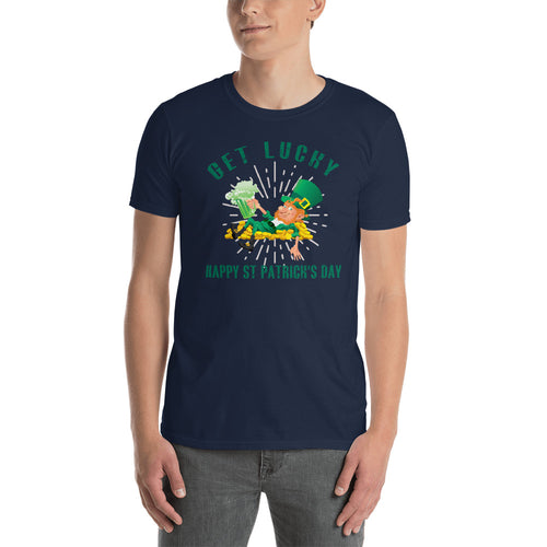 Get Lucky T Shirt Navy Happy St. Patrick's Day T Shirt for Men - FlorenceLand