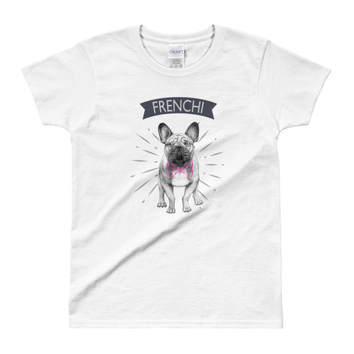 French Bulldog T Shirt White Dog Lover T Shirt Cute Bulldog T Shirt for Women - FlorenceLand