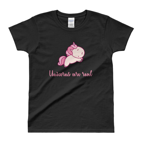 Unicorns Are Real T Shirt Black Cute Unicorn T Shirt for Women - FlorenceLand