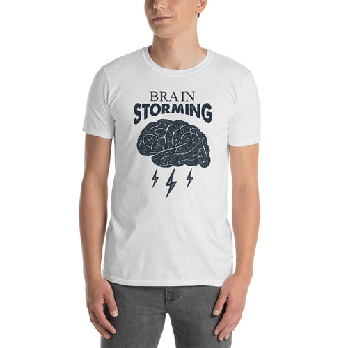 Brainstorming T Shirt  White Brainstorm Short-Sleeve Cotton T-Shirt - FlorenceLand