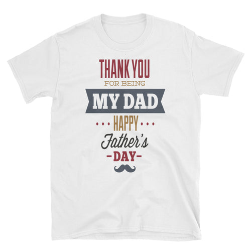 Unisex Thank You Dad T-Shirt White Happy Fathers Day Tee - FlorenceLand