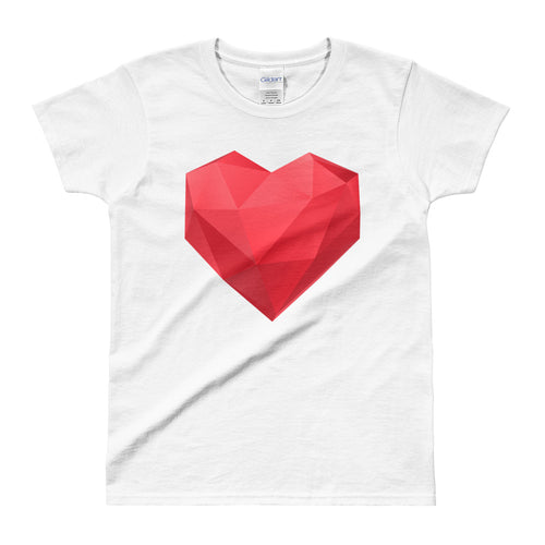 Asymmetrical Heat T Shirt White Geometrical Heart T Shirt for Women - FlorenceLand