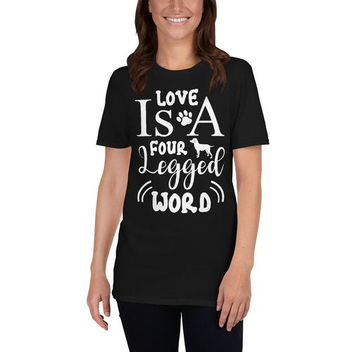 Buy Love Is a Four Legged Word T-Shirt for Women in Black
