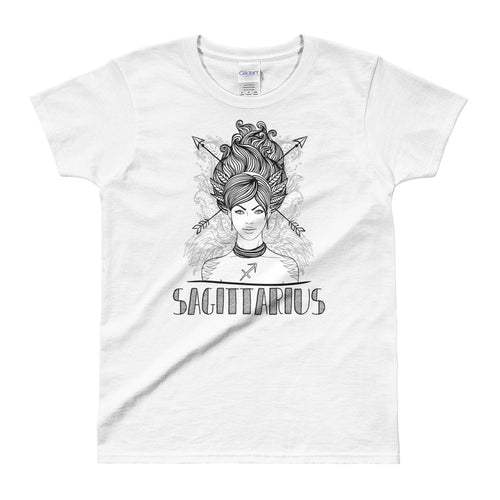 Sagittarius T Shirt Zodiac Short Sleeve Round Neck White T-Shirt for Women - FlorenceLand