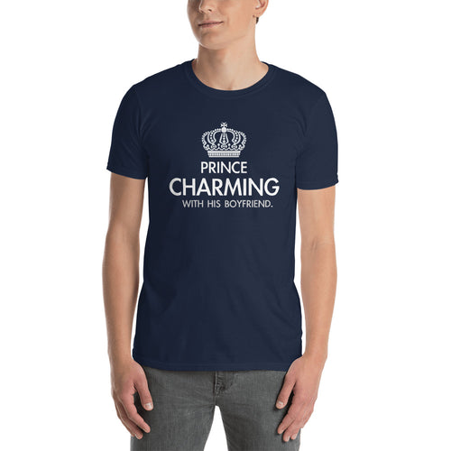 Prince Charming With His Boyfriend T Shirt Navy Gay Couple T Shirt - FlorenceLand