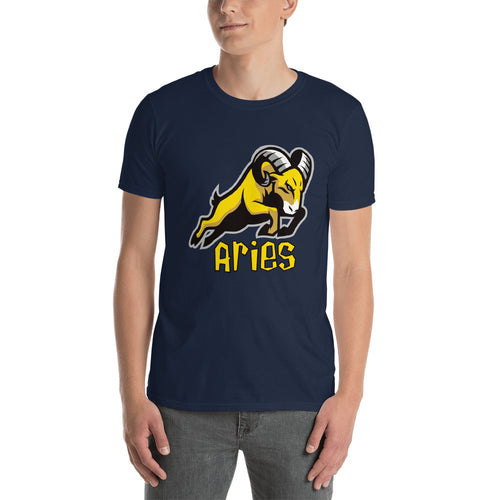 Aries T Shirt Navy Aggressive Horoscope Aries T Shirt Cotton Aries Zodiac T Shirt for Men - FlorenceLand