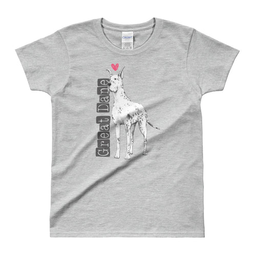 Great Dane Love T Shirt Grey Dog Lover T Shirt Dog Lady T Shirt for Women - FlorenceLand