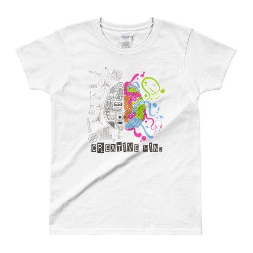 Creative Mind T Shirt White Nerd Brain T Shirt for Women - FlorenceLand