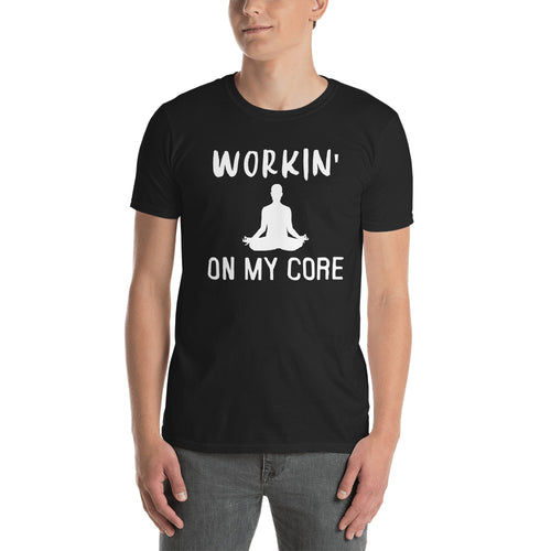 Working on My Core T Shirt Black Short-Sleeve T-Shirt for Men - FlorenceLand