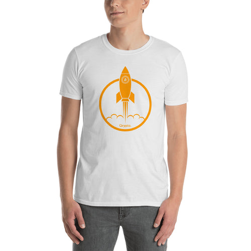 Bitcoin T Shirt White Rocket Cryptocurrency Bitcoin Tee Shirt for Men - FlorenceLand