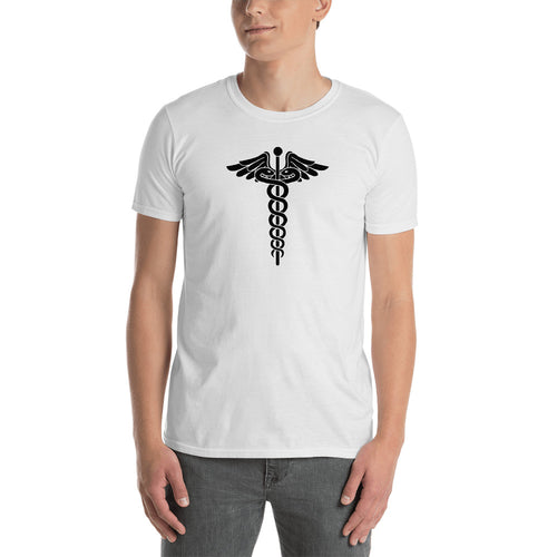 Caduceus T Shirt White Symbol of Medicine Caduceus T Shirt for Men - FlorenceLand