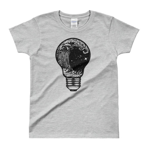 Perfect Storm in Light Bulb Tattoo Design T Shirt Grey for Women - FlorenceLand
